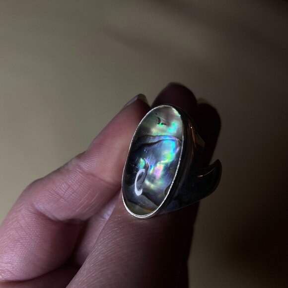 Abalone Stone Unisex Ring - Size 11.5 - Picture 2 of 7